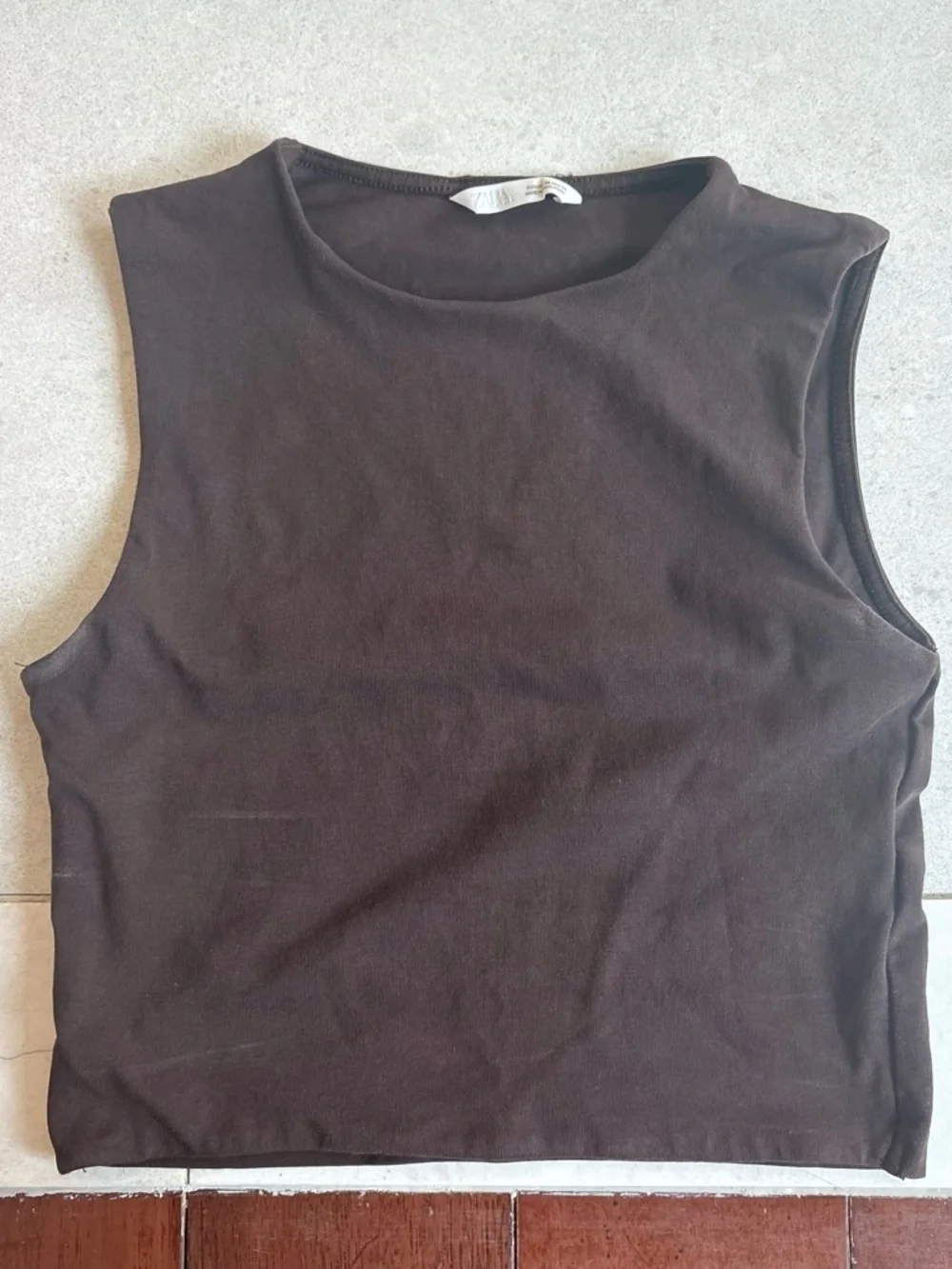 Zara Brown Sleeveless Crop Top